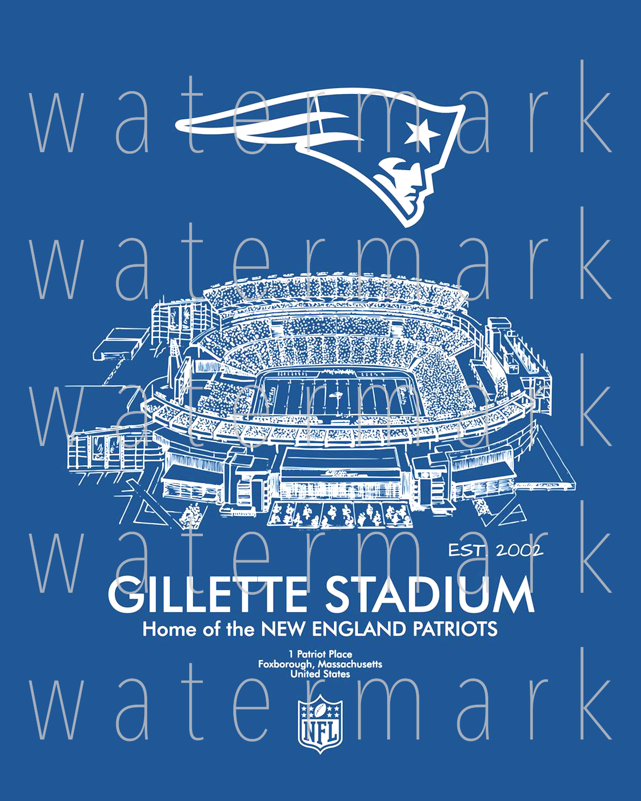 Gillette Stadium Patriots Blueprint Sports 8X10 inch print poster wall art RP