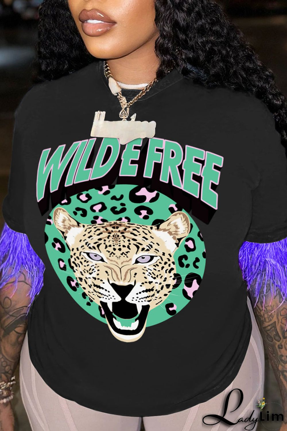 Light Purple Casual Street Print Tassel Patchwork O Neck T-Shirts