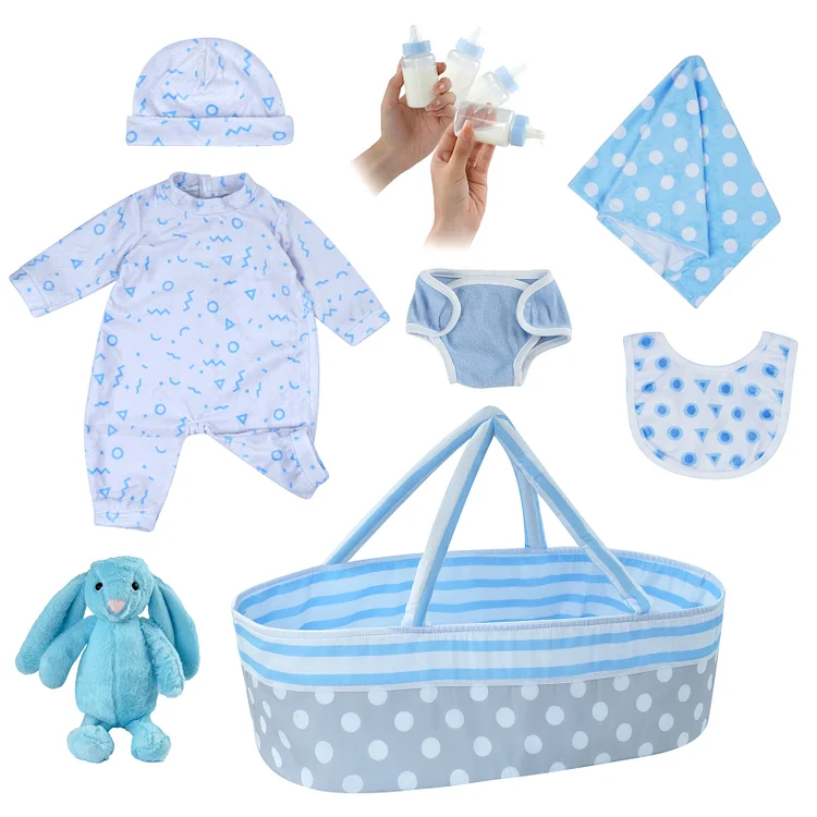 17"-22" [It's a Boy!] Adoption Reborn Baby Clothes Essentials-8pcs Gift Set Accessories