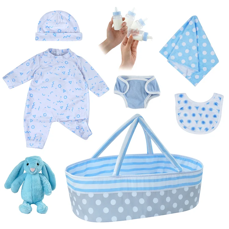  [Es ist ein Junge!] Adoption Reborn Baby Essentials-8-teiliges Geschenkset Für 17"-22" Puppen - RSDP-Rebornbabypuppen-Rebornbabypuppen.de®