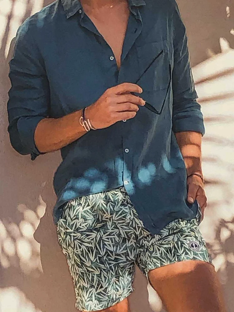 Men's solid colort Beach Shirt