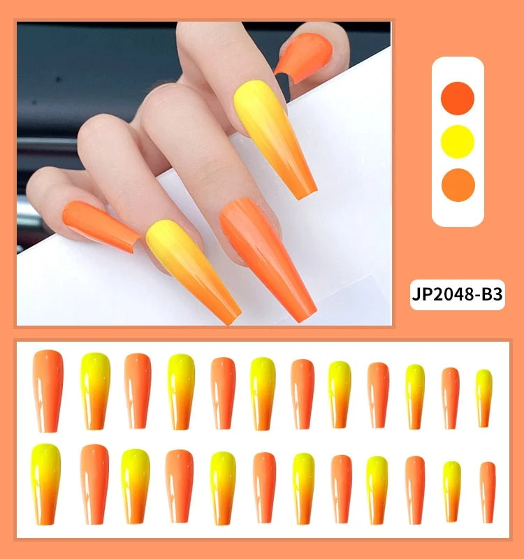 Fashion 24pc/set 10 Sizes Fake Nails Full Cover French False Nail Tips With Double-Sided Nail Adhesive Tab Press On Nails Art-Nail Inspo