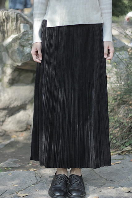 Solid Color Elastic Waist Loose 2024 Wrinkle Skirts
