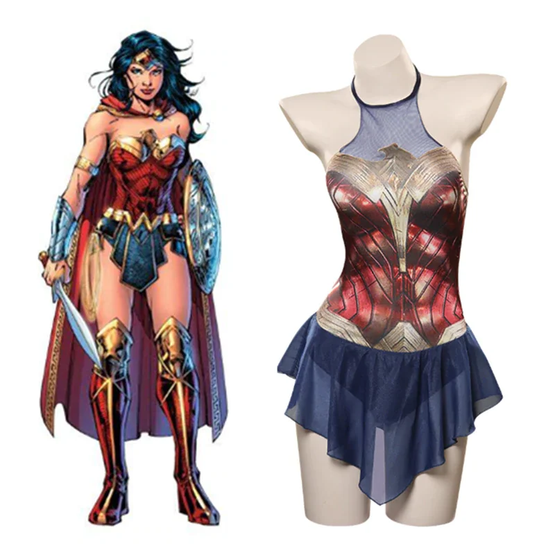 Wonder Woman Diana Prince Swimsuit Cosplay Costume Jumpsuit Swimwear Outfits Halloween Carnival Suit