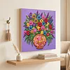 Framed Purple Vase -  DIY Button Art Painting Kit for Creativity DIY Pearl Dot Crafts for Gift Home Wall Decor 30*30CM