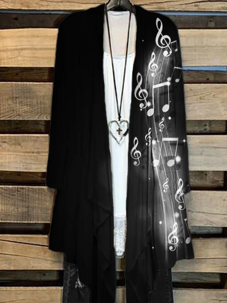 Classy Glowing Music Notes Flowy Cardigan