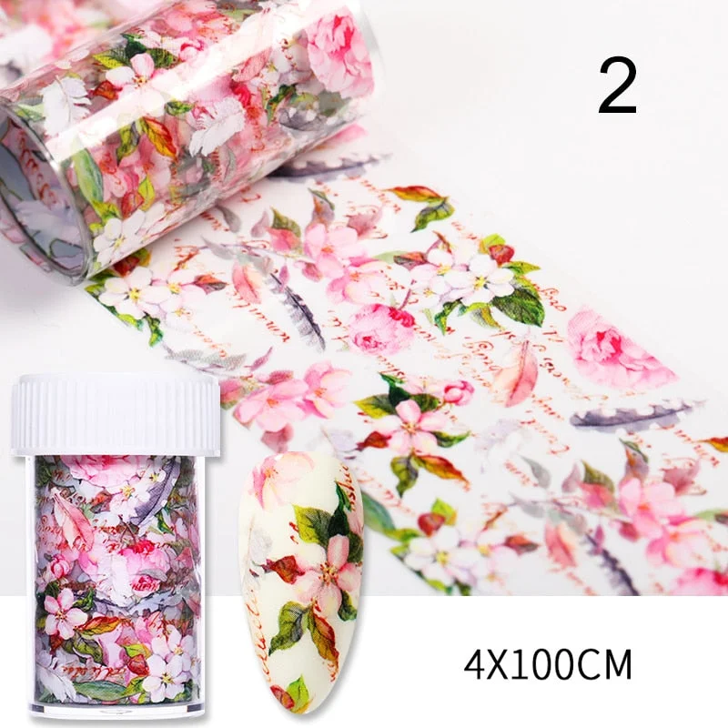 10Pcs/Bag Marble Nail Art Transfer Foil Sticker Flower French Tip Wraps Adhesive Decals Nails Decoration Manicures Accessories-Nail Inspo