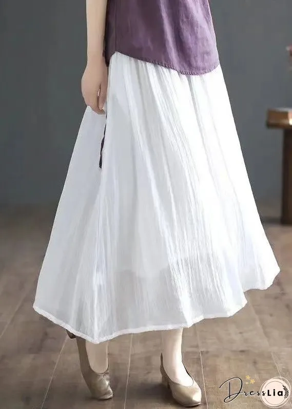 Vintage Green Wrinkled Elastic Waist Patchwork Cotton Skirt Summer