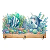 (US Local)Marine Animal DIY Diamond Painting Hanging Hook No Hole Punching Wall Decoration