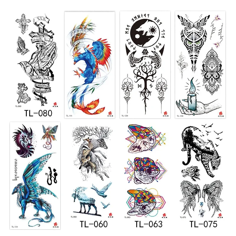 Flower arm waterproof tattoo stickers half arm painted animal durable waterproof European and American temporary tattoo stickers