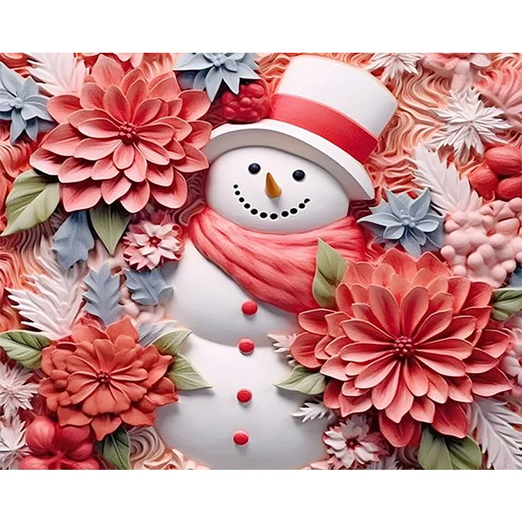 Paper Sculpture Red Snowman 40*50CM (Canvas) Full Round Drill Diamond Painting gbfke