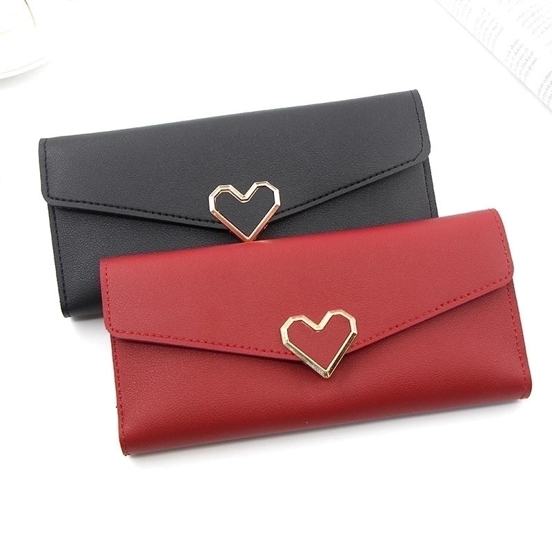 Women’s Heart Shape Pu Leather Lock Clasp Wallets