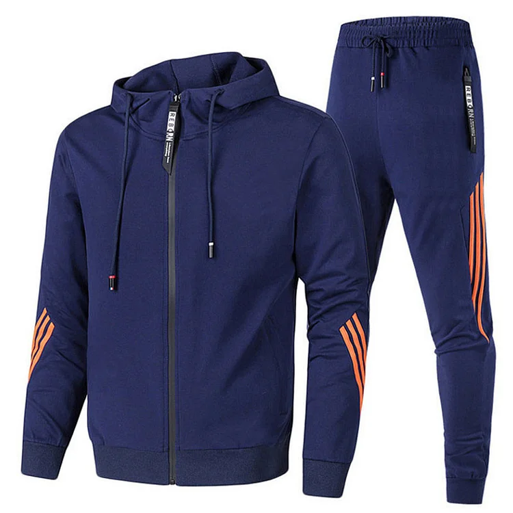 PASUXI Multiple Colors Men's Fashion Side Stripe Zipper Hoodies Set Spring Casual Men Gym Joggers Sets Sportswear huanwei