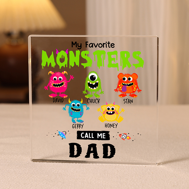 5 Names - Personalized Monster and Shit Style Custom Name Acrylic Ornament Father's Day Gift for Dad