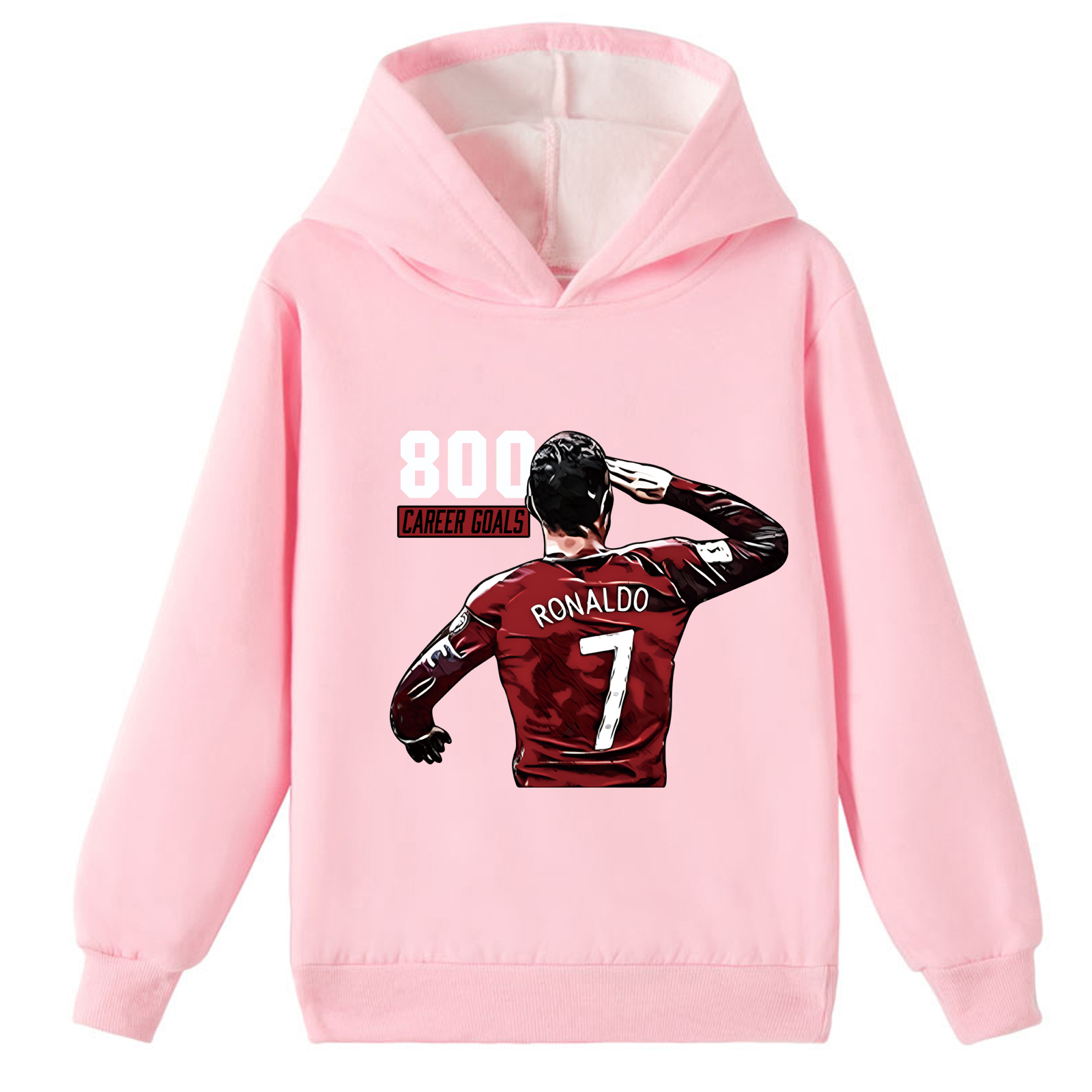 Mayoulove Unisex Cristiano Ronaldo Fleece Hoodie for Kids - Cozy, Stylish, Sporty, Perfect for Boys  Girls-Mayoulove