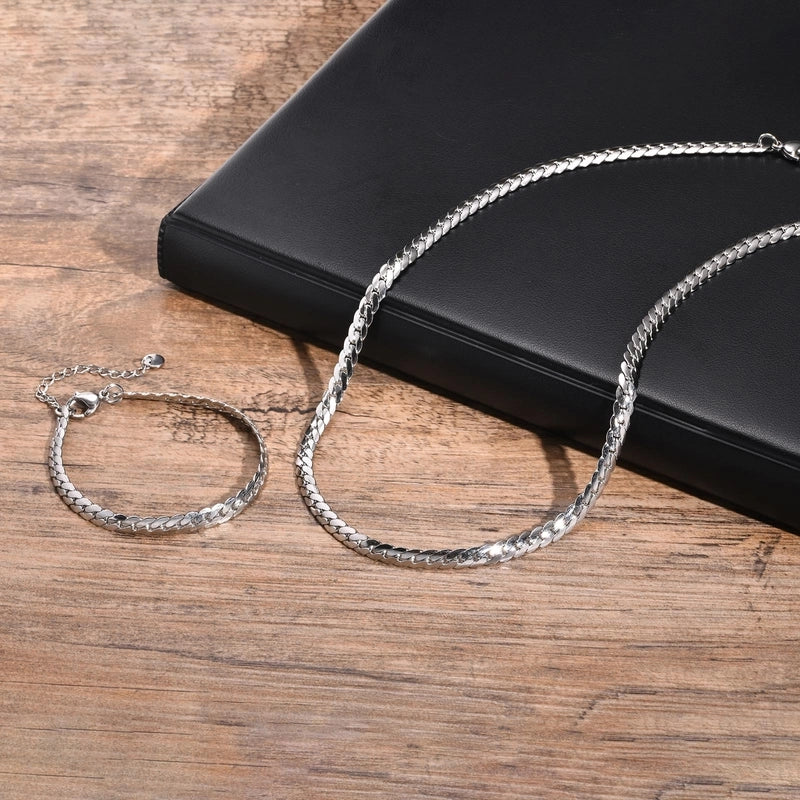Jewelry Minimalist Commute Solid Color 201 Stainless Steel Bracelets Necklace
