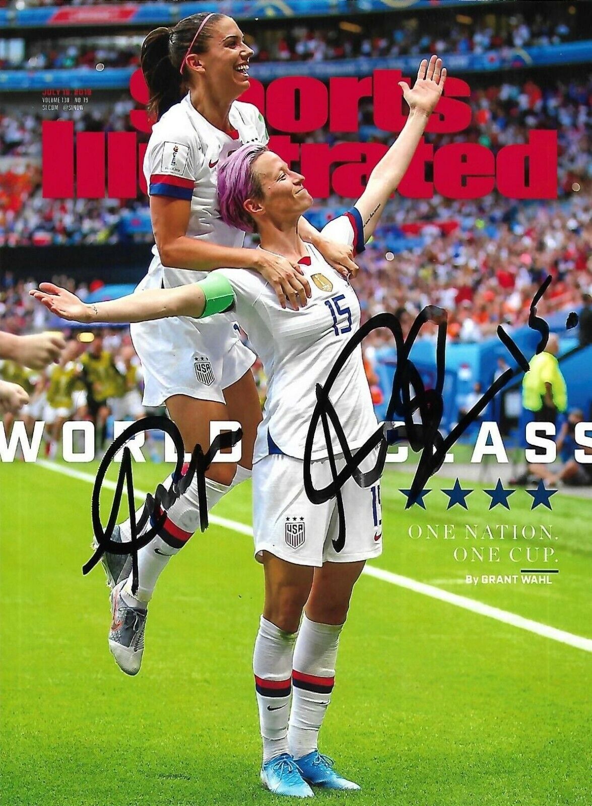 Alex Morgan and Megan Rapinoe Autograph Photo Poster painting Team USA