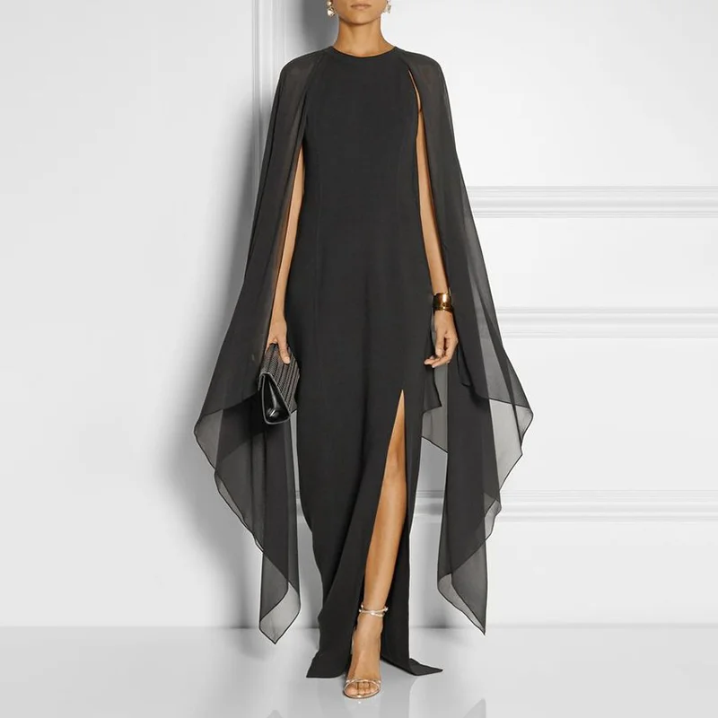 Elegant Sleeveless Shawl Chiffon Dress