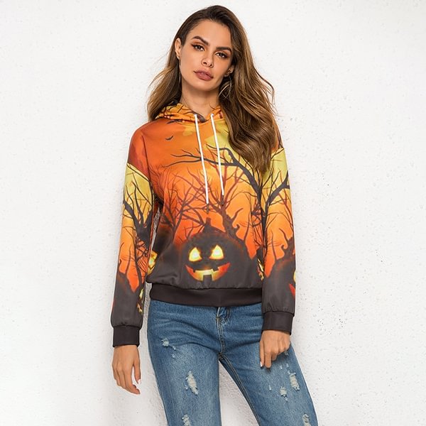 Women's Printed Slim Fit Sweatshirt Long Sleeve Hooded Pullover Autumn Spring Cotton Sweater Tops - Life is Beautiful for You - SheChoic