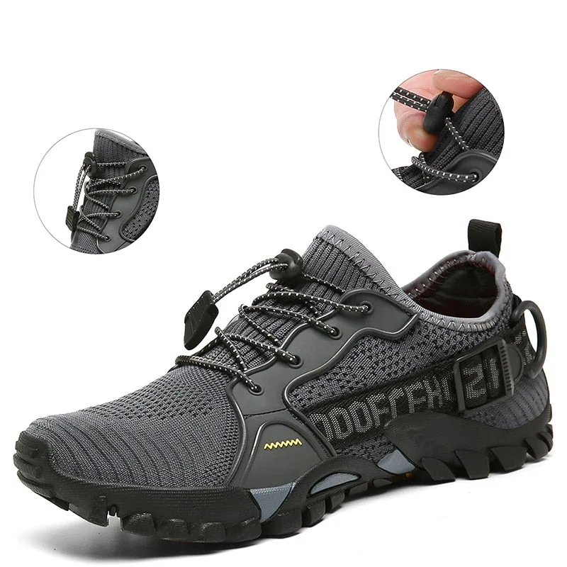 school supplies  New Trekking Mountain Shoes Men Outdoor Athletic Shoes Wearable Sports Upstream Shoes For Man Light Elastic Band Trainers