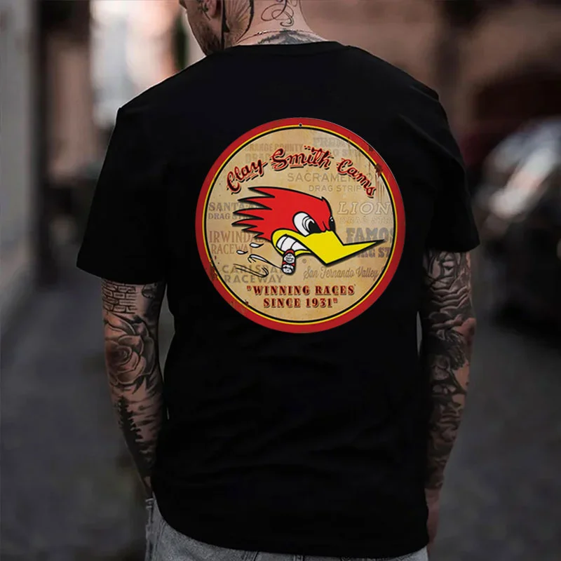 CLAY SMITH CAMS Hot Rod Bird Print Men's T-shirt
