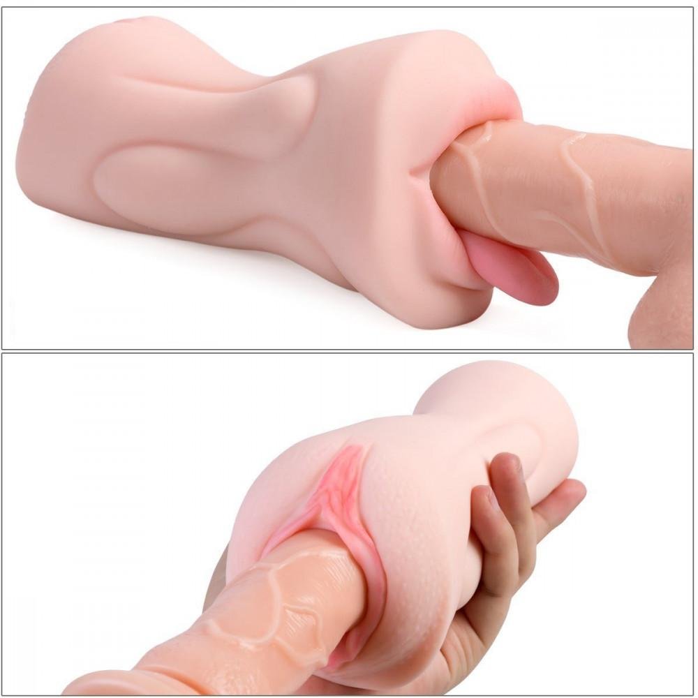 8.2" 2-in-1 Realistic Mouth Clitoris Masturbation Pocket Pussy.