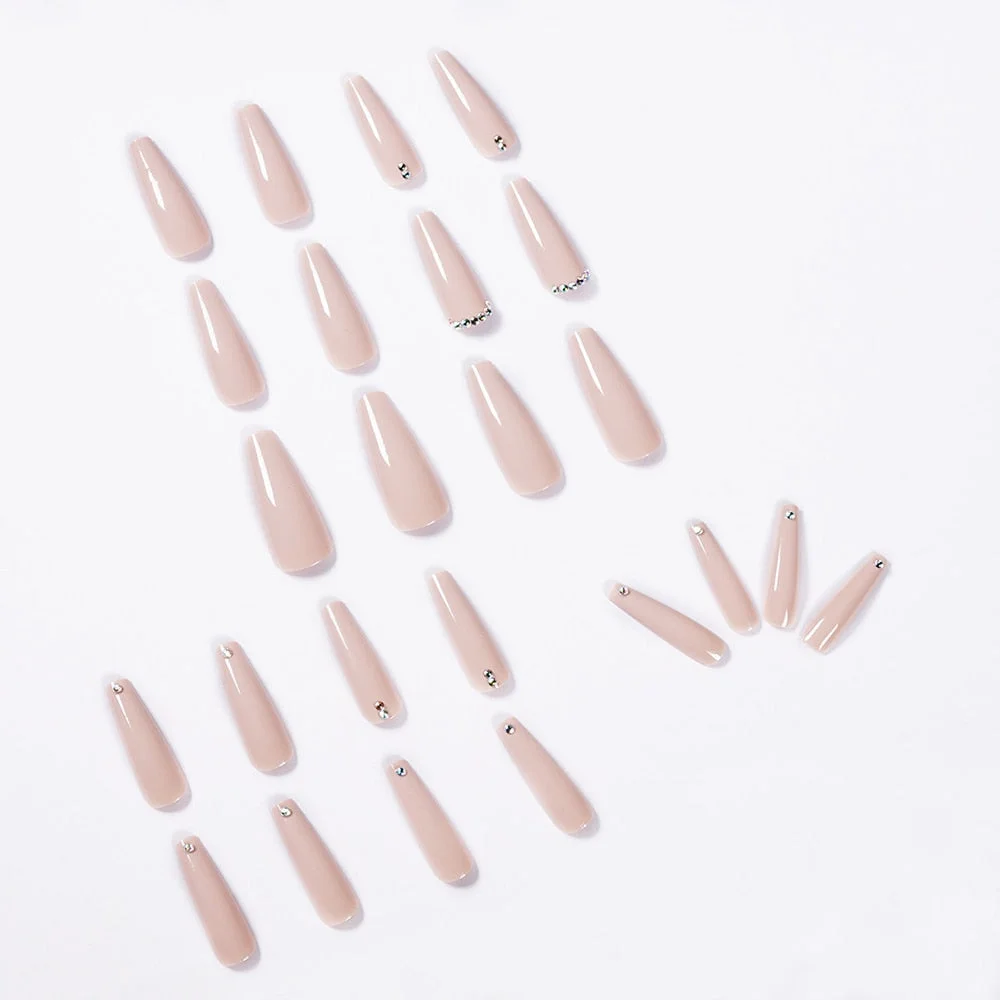 New 24pcs Detachable Artificial False Nails Long Glitter Coffin False