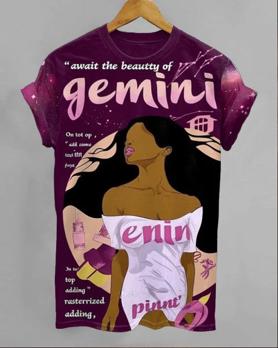 Gemini Fashion Colorful Print Unisex Short Sleeve Tshirt