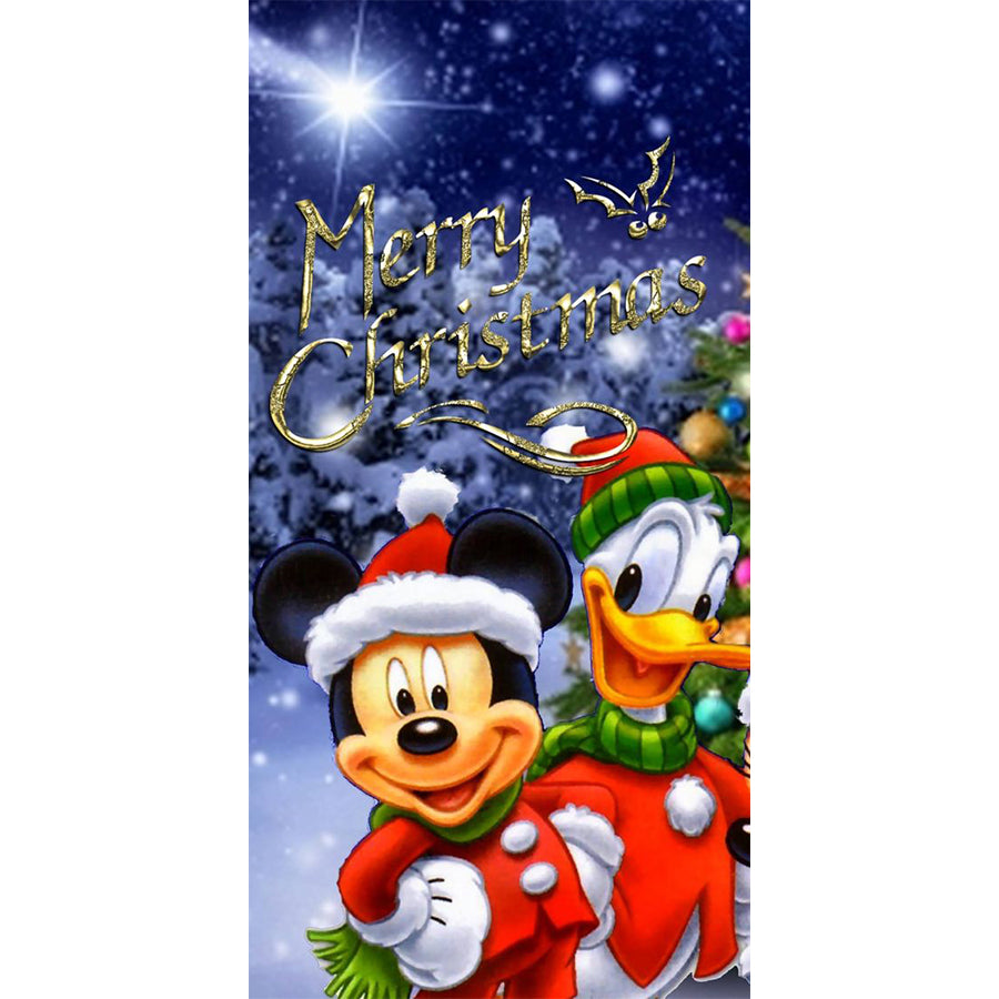 Christmas Mickey And Donald Duck 30*50CM(Canvas) Full Round Drill Diamond Painting gbfke