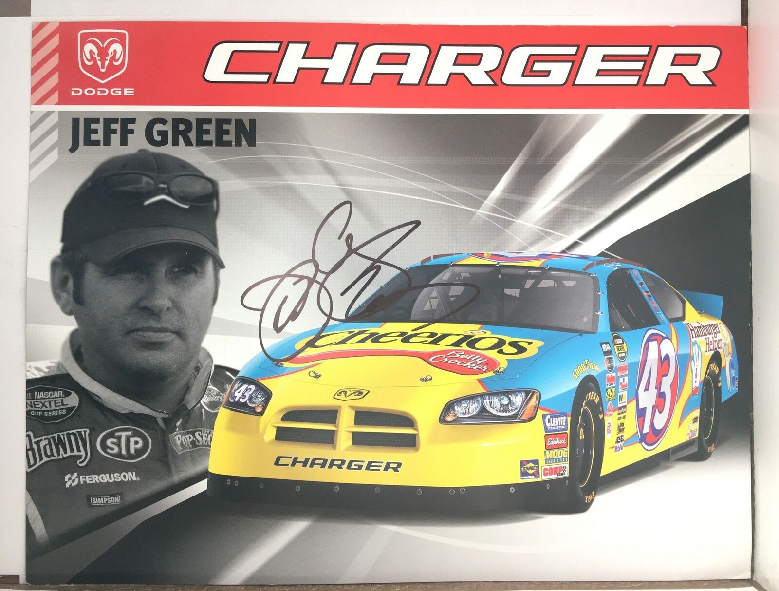 Jeff Green Signed 8.5x11 Photo Poster painting Promo Hero Card Postcard NASCAR  SHIP Auto AU