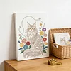 (30x40cm)DIY Pearl Painting Framed Cat  Handmade Pearl Material Art Kit Living Room Decor