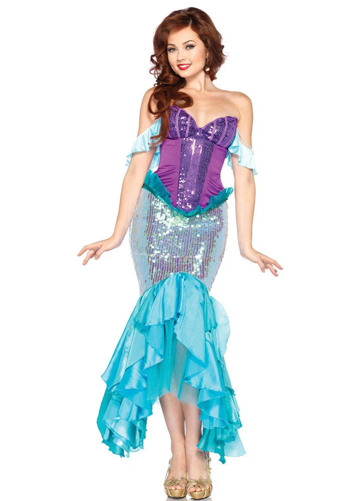 Deluxe Womens Sequins Princess Mermaid Costume-elleschic