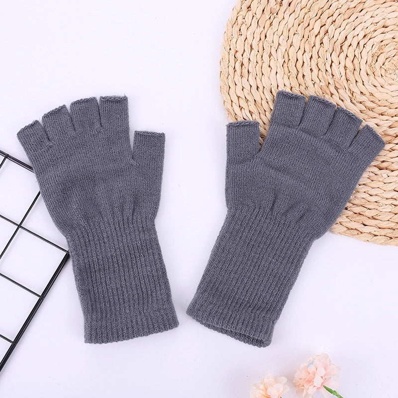 Winter Warm Half Finger Gloves Students Learn Open Finger Gloves Hot Long Half Gloves Factory Direct Sales