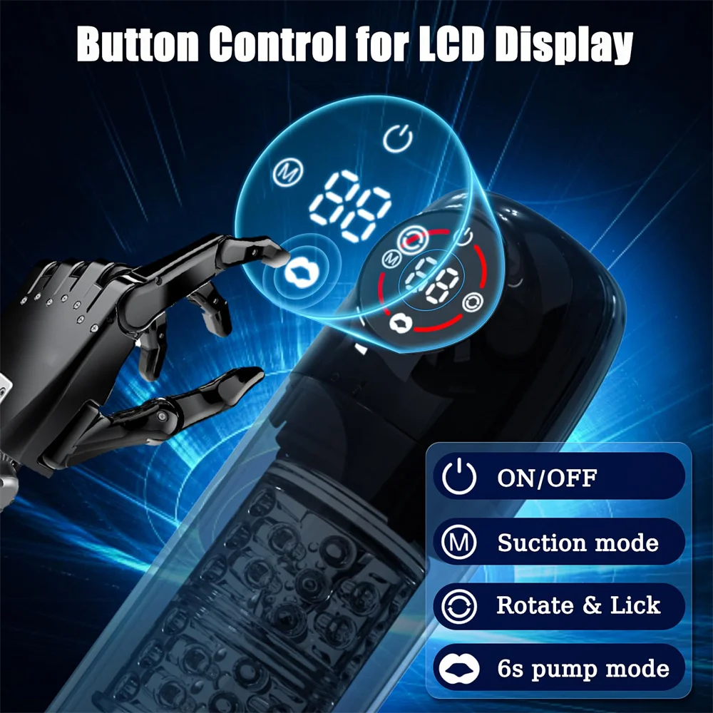 Automatic Male Masturbator Sex Toys Penis Pump With 6s Vacuum Pump 7 Rotating Sucking Licking Modes