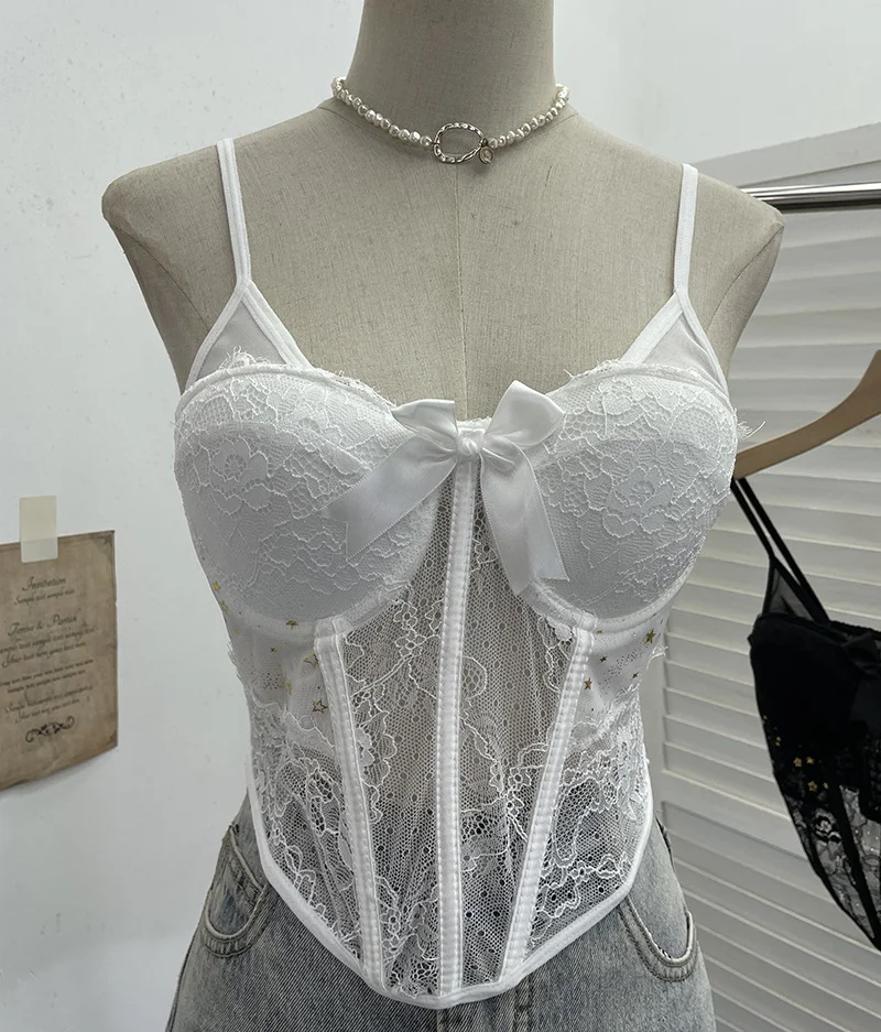 Nigikala Nigikala Shoot Spice Girls With Chest Pads Fish Bone Lace Sexy Sling Vest Short Boobs On The Back Of The Dress Woman 1127