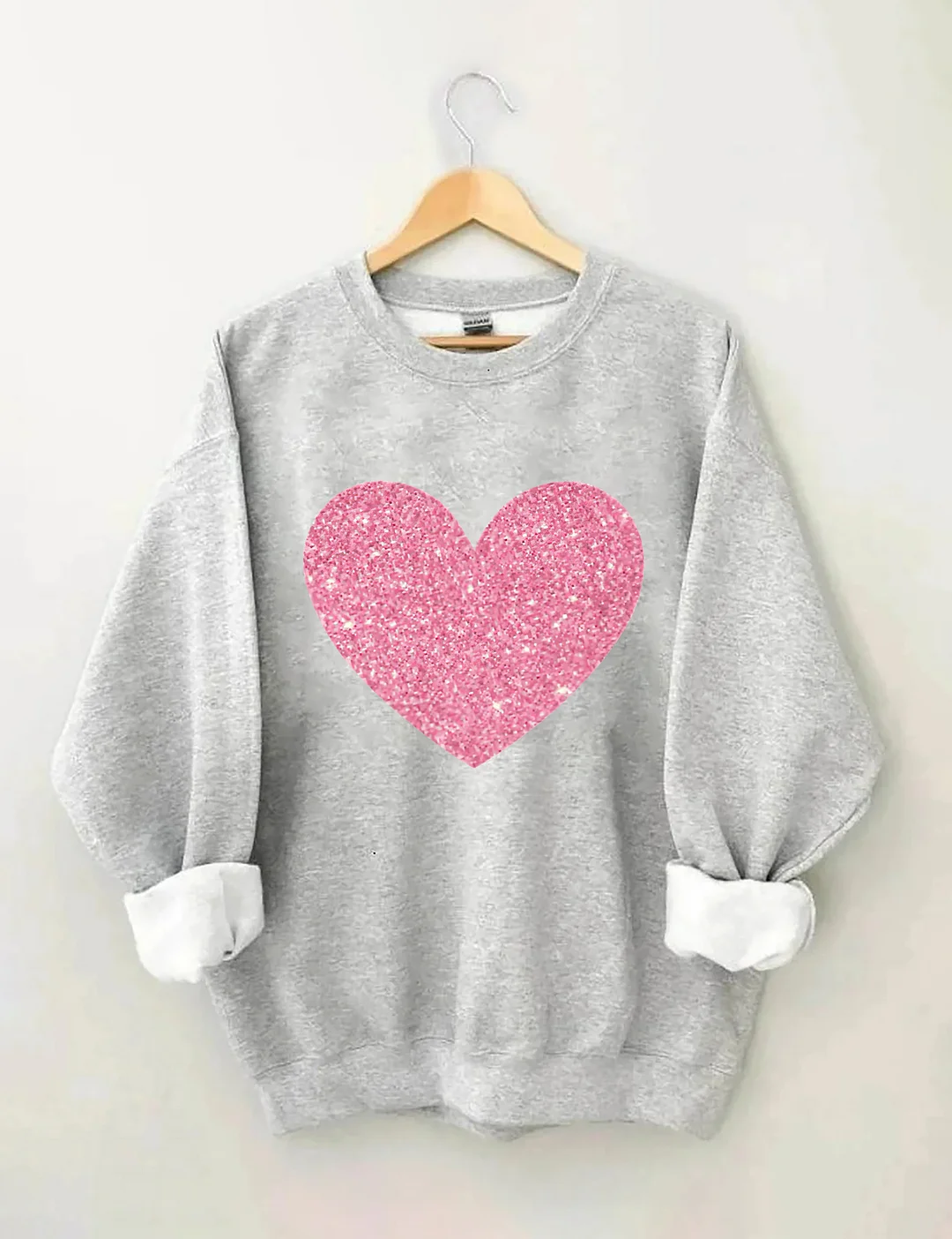 Valentine&rsquo;s Day Glitter Heart Sweatshirt