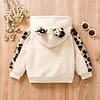 Kid Baby Girl Pullover Letter Embroidered Leopard Stitched Sweater
