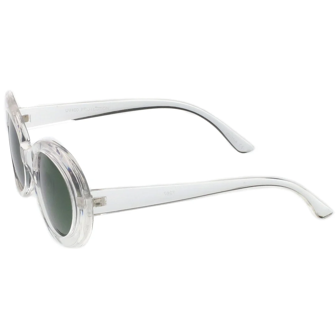 Retro Oval glasses With Tapered Arms Neutral Colored Round Lens  51mm
