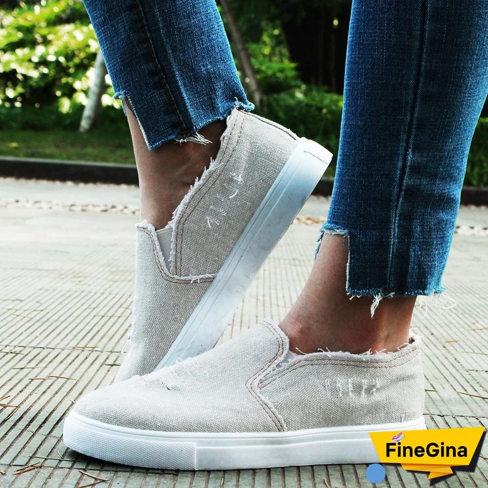 Women Denim Canvas Casual Platform Breathable Footwear Classic Loafers A Pedal Lazy Sneakers Shoes