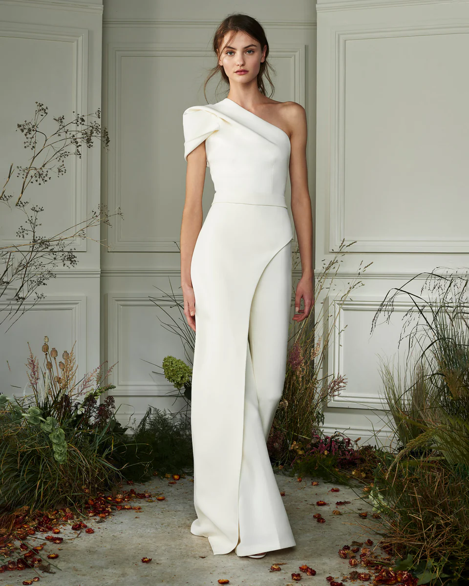 Daisda Glamorous White One Shoulder Sleeveless High Waist Wid-Leg Long Jumpsuit