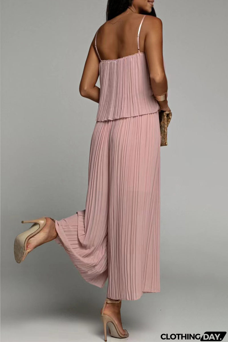 Casual Simplicity Solid Fold Strapless Loose Jumpsuits(3 Colors)