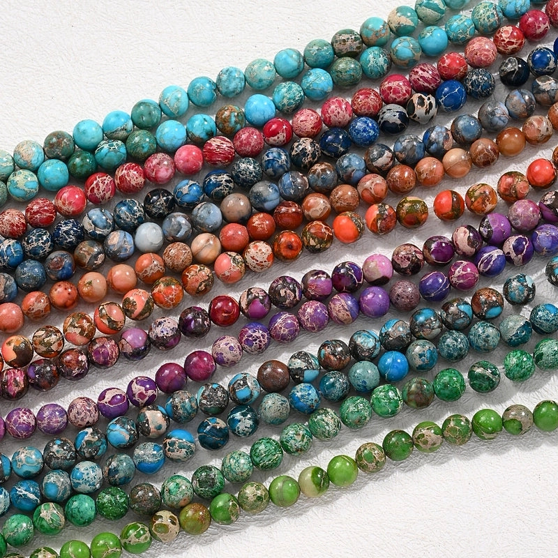 1 Strand/Package 6mm Hole Under 1mm Natural Stone Imperial Jasper Marble Simple Polished Beads