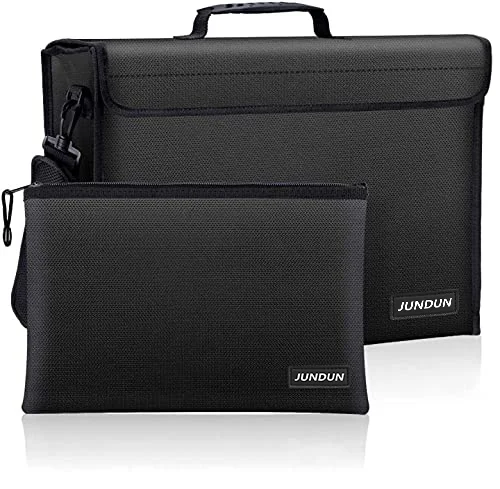 JUNDUN Fireproof Document Bags - 2 Pack (17 x 12 x 5 inches | 13.4 x 9.4 inches)