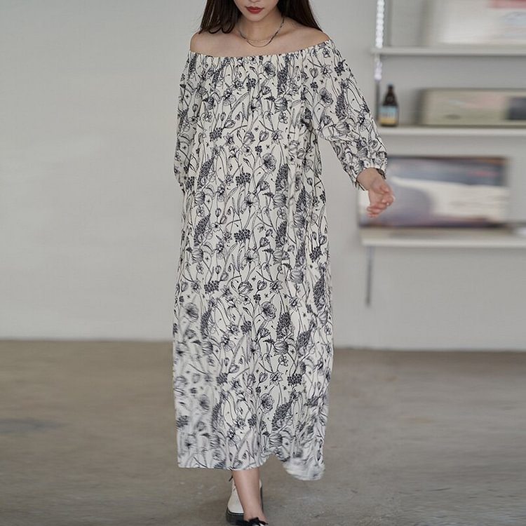 Elegant Elastic Square Collar Floral Printed Half Sleeve Lace-up Dress        