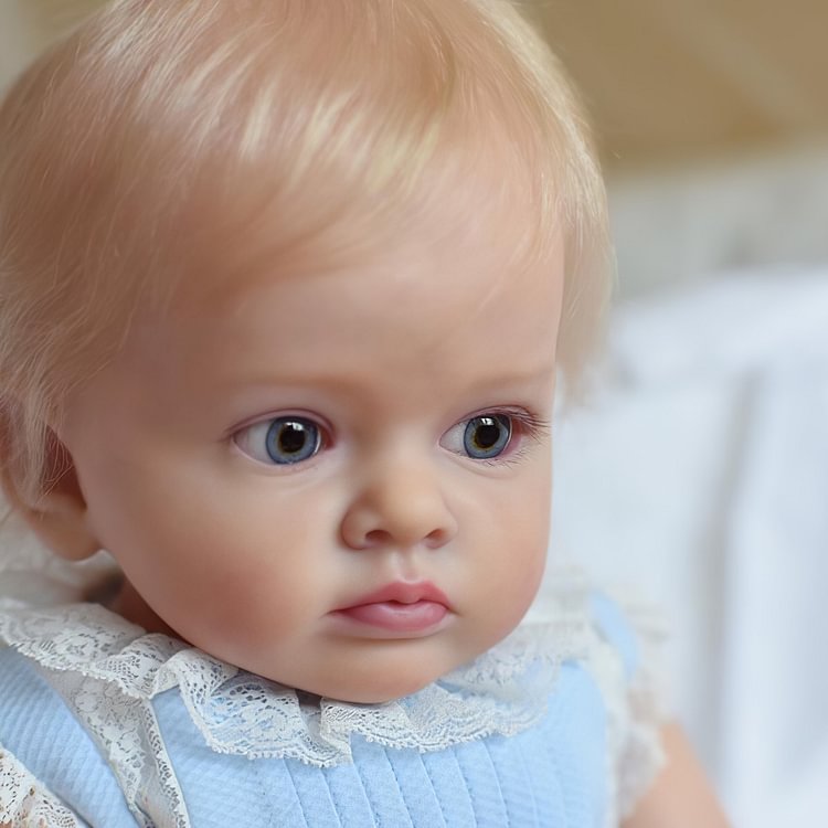 [New!]20" Lifelike Handmade Huggable Blue Eyes Cloth Body Reborn Toddler Baby Doll Girl With Long Curly Blonde Hair Daning Minibabydolls® Minibabydolls®