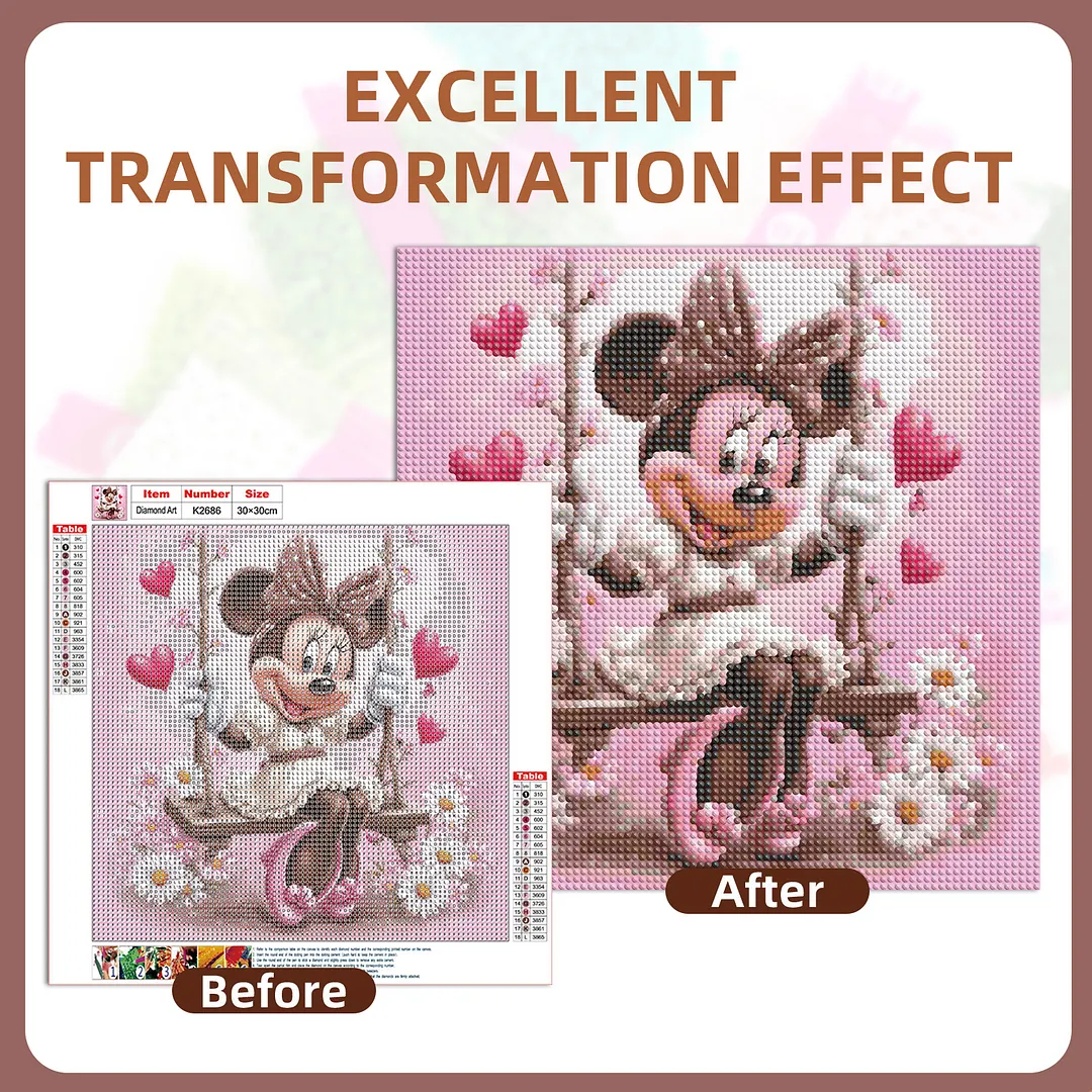 Minnie Full DIY 5D Round Drill Diamond Painting Kits for Adults/Beginners Home Decor Diamond Dots Paintings Picture Arts Craft 30x30cm