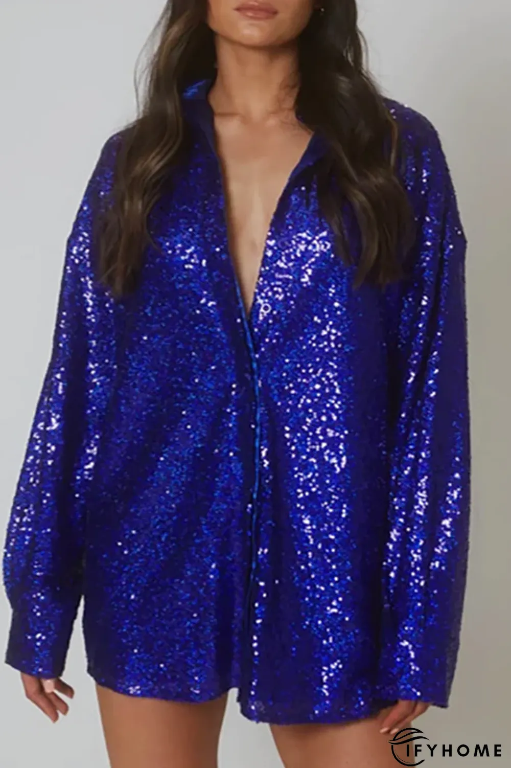 Casual Solid Sequins Shirt Dress Dresses(3 colors) | IFYHOME