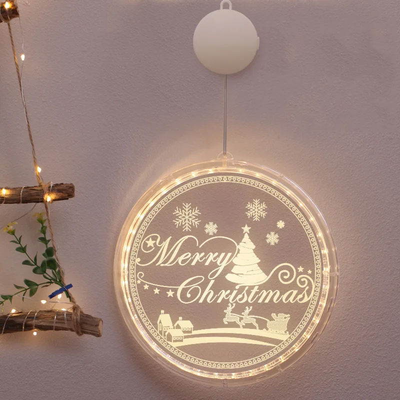 Santa Claus Christmas Tree Snowman Elk 3D Room Christmas Decoration Lights - Livereid