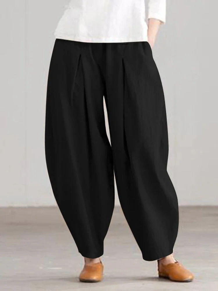 Cotton And Linen With Elasticated Waist Pants