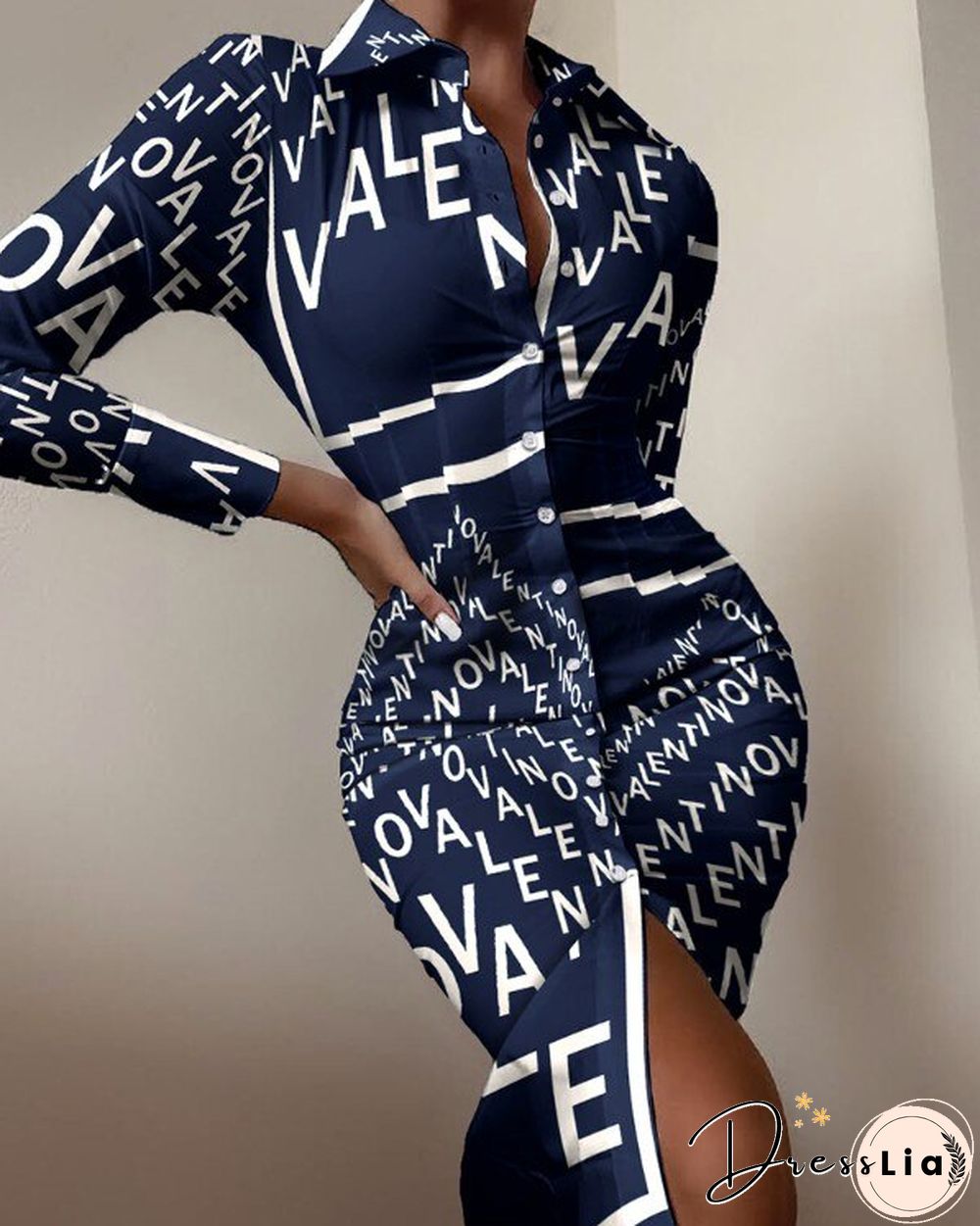 Sexy floral print dress women autumn long sleeve v-neck high waist bandage button slim